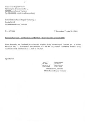 Souhlas zřizovatele